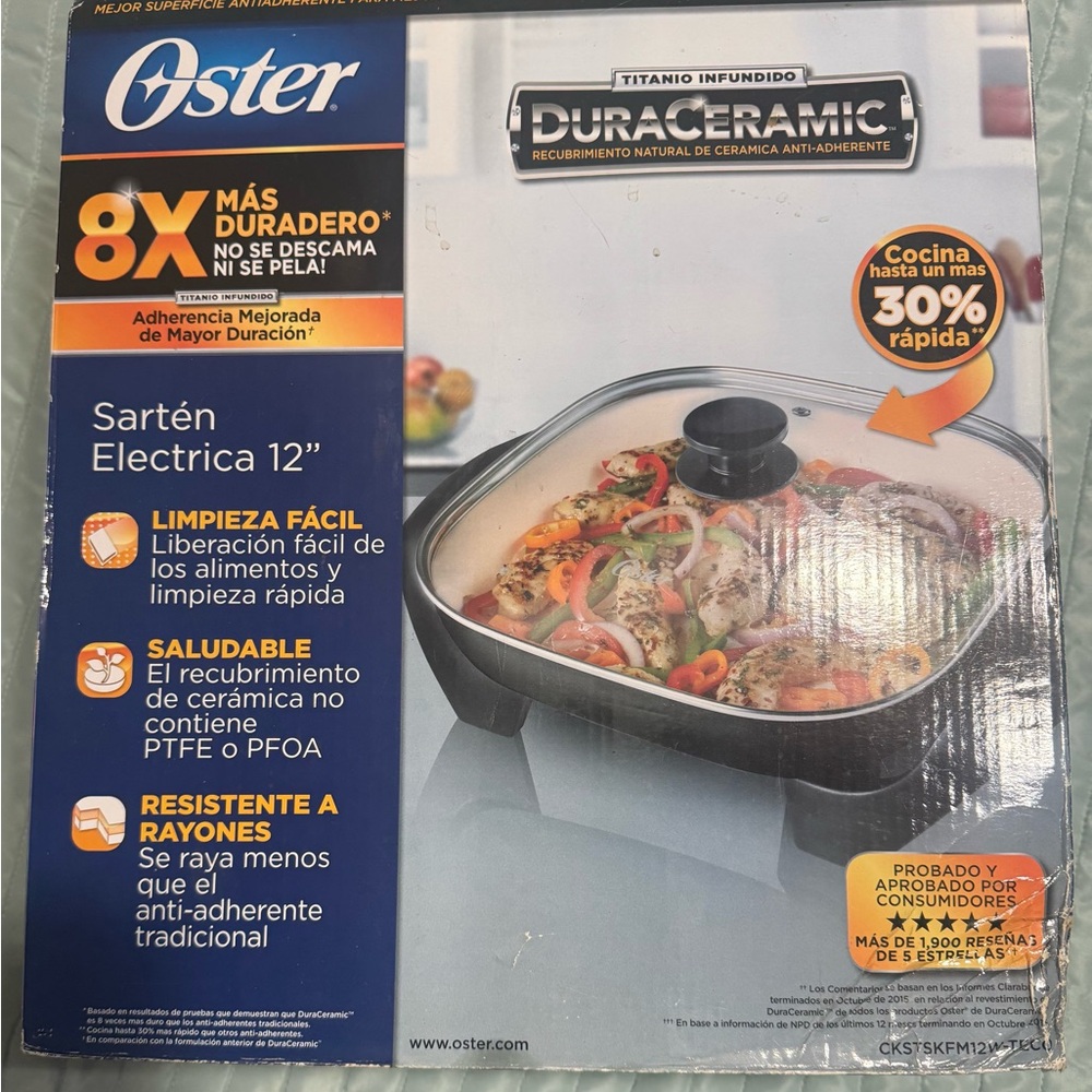 Oster Black Electric Skillet with Glass Lid